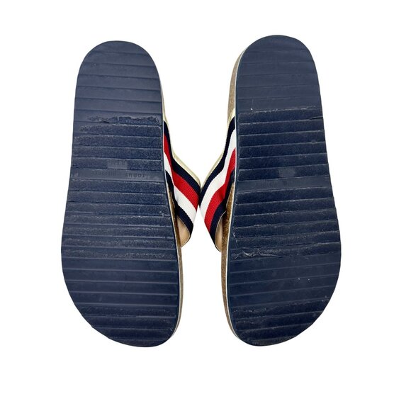 Tommy Hilfiger Womens Flag Stripe Summer Comfortable Sandals Sz 8.5 Tan/Blue/Red - Picture 11 of 13